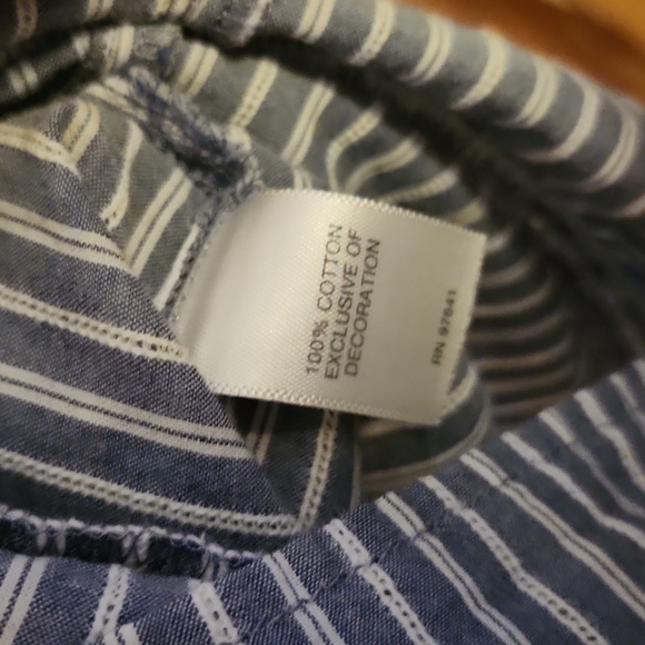 J. Jill Blue Striped Button-Up Peasant Top - Picture 7 of 9